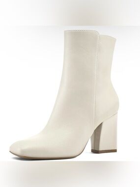 16S Cream Women's Block Heel Ankle Boots
